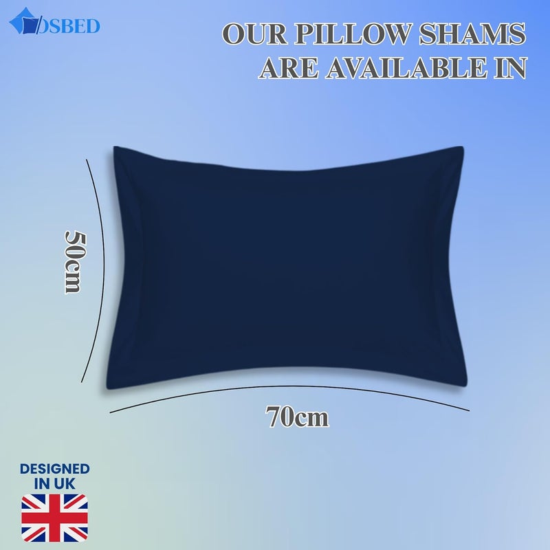 OSBED Cotton Pillow Covers Set of 2 - Breathable & Cooling Pillow Shams (Navy, 50 x 70cm) - Image 2