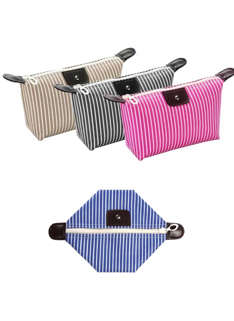 Prostuff.in Prostuffin MultiFunctional Strip Fashion Design Cosmetic Pouch Travel Toiletry Carrying Purse Makeup Bag Mini Travel Waterproof Portable Zipper Foldable Pouches for Women Multicolor 1 Pcs  - Image 1