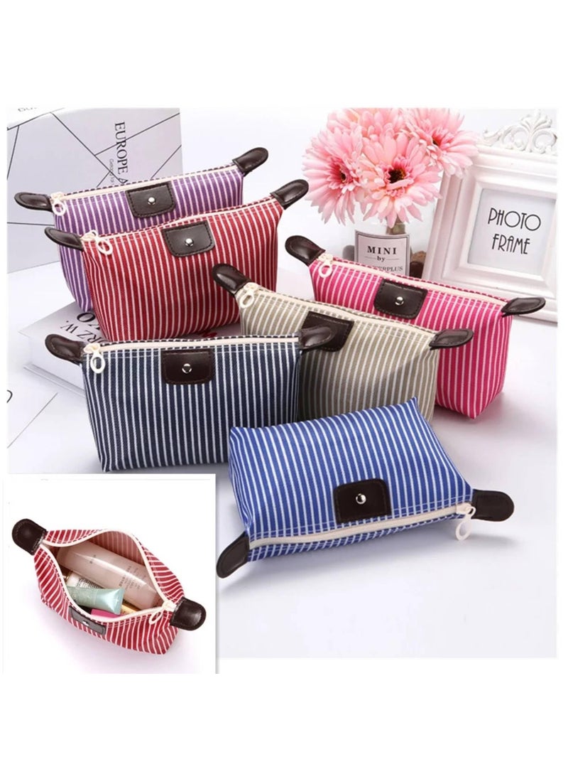 Prostuff.in Prostuffin MultiFunctional Strip Fashion Design Cosmetic Pouch Travel Toiletry Carrying Purse Makeup Bag Mini Travel Waterproof Portable Zipper Foldable Pouches for Women Multicolor 1 Pcs  - Image 5
