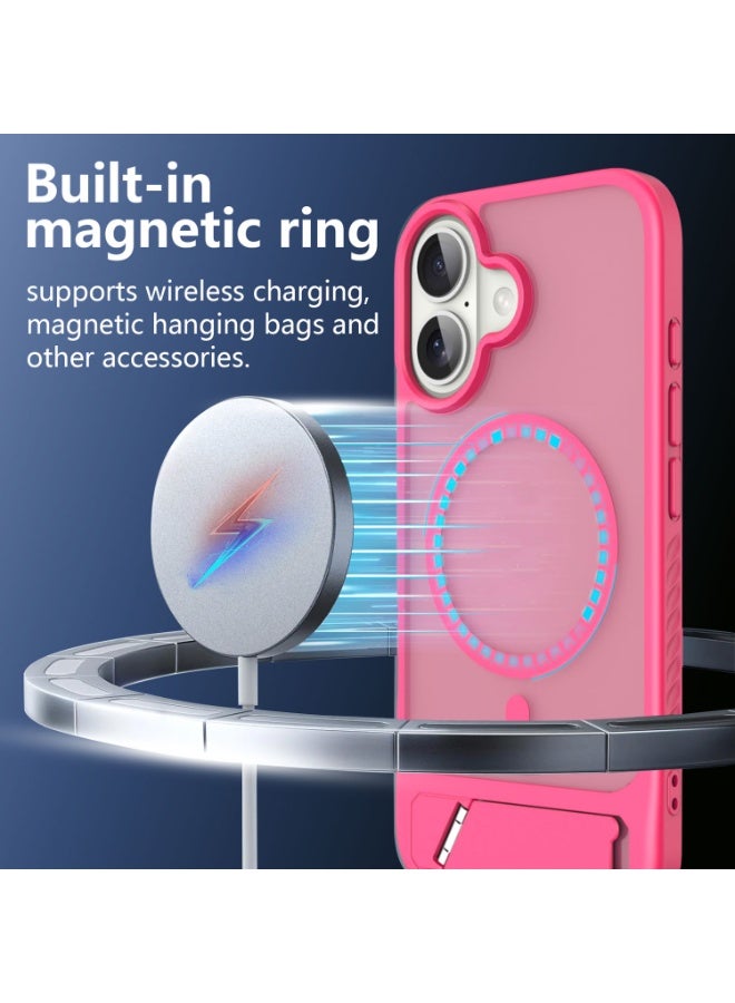 Astralxipher Shockproof iPhone 16 Phone Case - Frosted Translucent Pink Back Cover | Hidden Stand (Horizontal/Vertical) + Non-Slip Grip | Compatible with iPhone 16 (Rose Pink) - Image 2