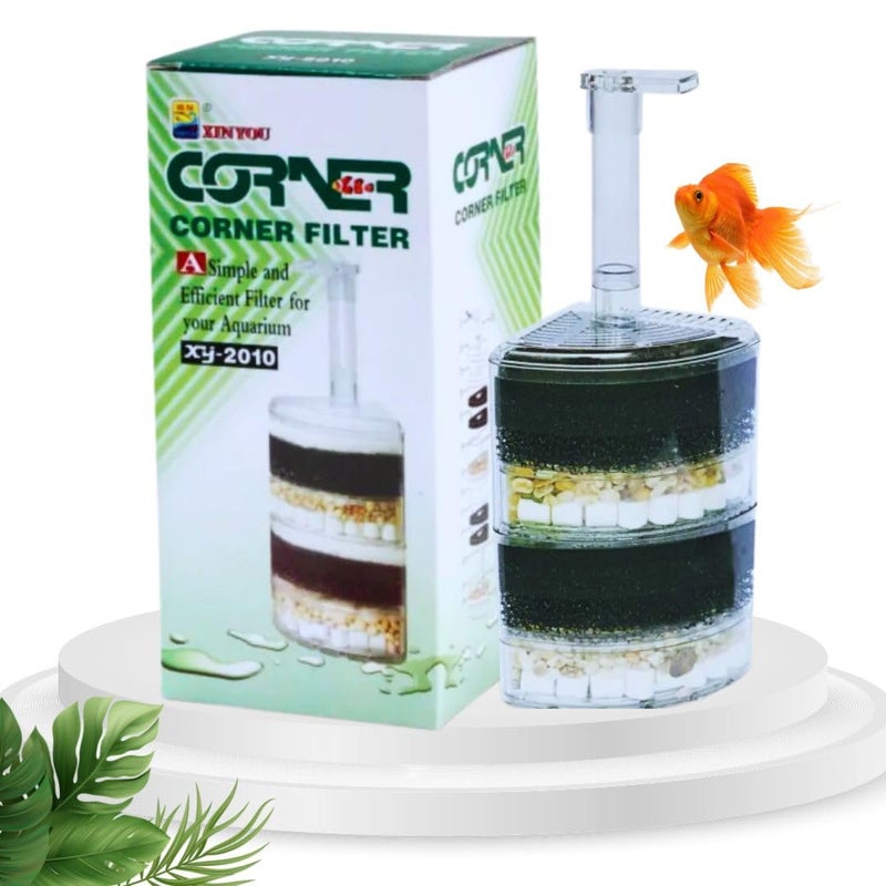 VAYINATO Xinyou Xy-2010 Corner Filter with Filter Media(Suitable Up to 3 Feet Tank) A Simple and Efficient Filter for Your Aquarium - Image 1
