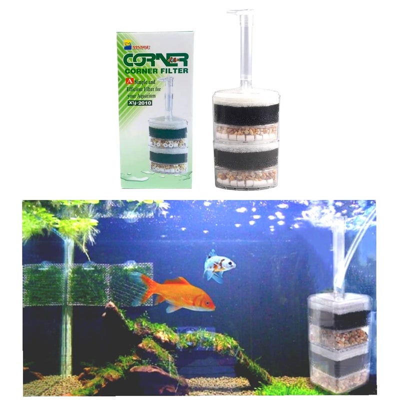 VAYINATO Xinyou Xy-2010 Corner Filter with Filter Media(Suitable Up to 3 Feet Tank) A Simple and Efficient Filter for Your Aquarium - Image 2
