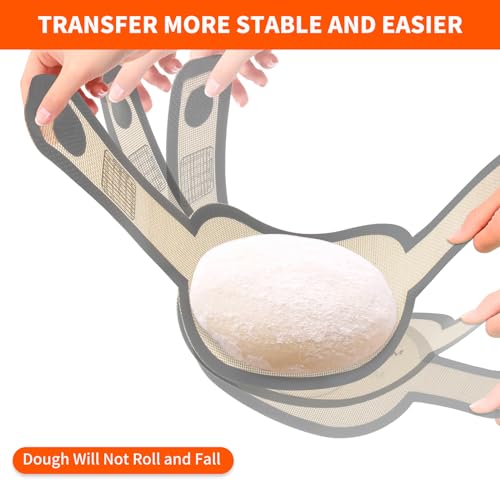 PLAPITATE Silicone Bread Sling Dutch Oven Liner, Non-Stick & Easy Clean Reusable Oval Silicone Baking Mat with Long Handles, Easy to Transfer Sourdough - 2 Gray Set - Image 3