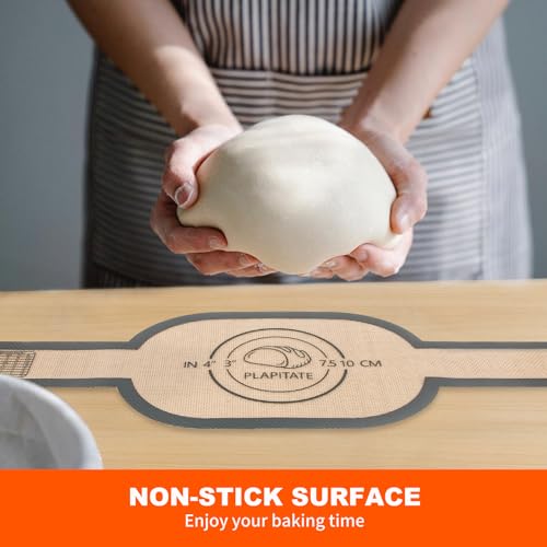 PLAPITATE Silicone Bread Sling Dutch Oven Liner, Non-Stick & Easy Clean Reusable Oval Silicone Baking Mat with Long Handles, Easy to Transfer Sourdough - 2 Gray Set - Image 4