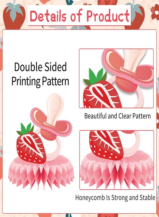 Refavor Strawberry Baby Shower Decorations - 9PCS Berry Sweet Baby Shower Decorations Supplies A Berry Sweet Baby Is on the Way Decor Strawberry Honeycomb Centerpieces Baby Shower Party Table Decor - Image 3