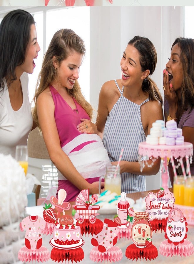 Refavor Strawberry Baby Shower Decorations - 9PCS Berry Sweet Baby Shower Decorations Supplies A Berry Sweet Baby Is on the Way Decor Strawberry Honeycomb Centerpieces Baby Shower Party Table Decor - Image 5