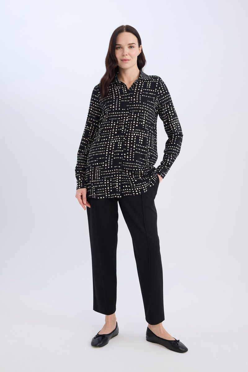 DeFacto Woman Loose Fit Shirt Collar Long Sleeve Tunic - Image 3