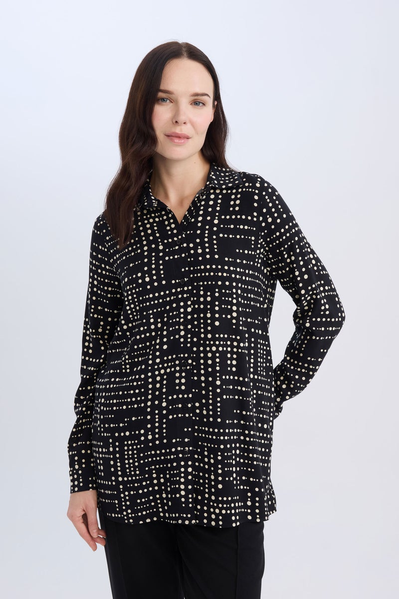 DeFacto Woman Loose Fit Shirt Collar Long Sleeve Tunic - Image 4