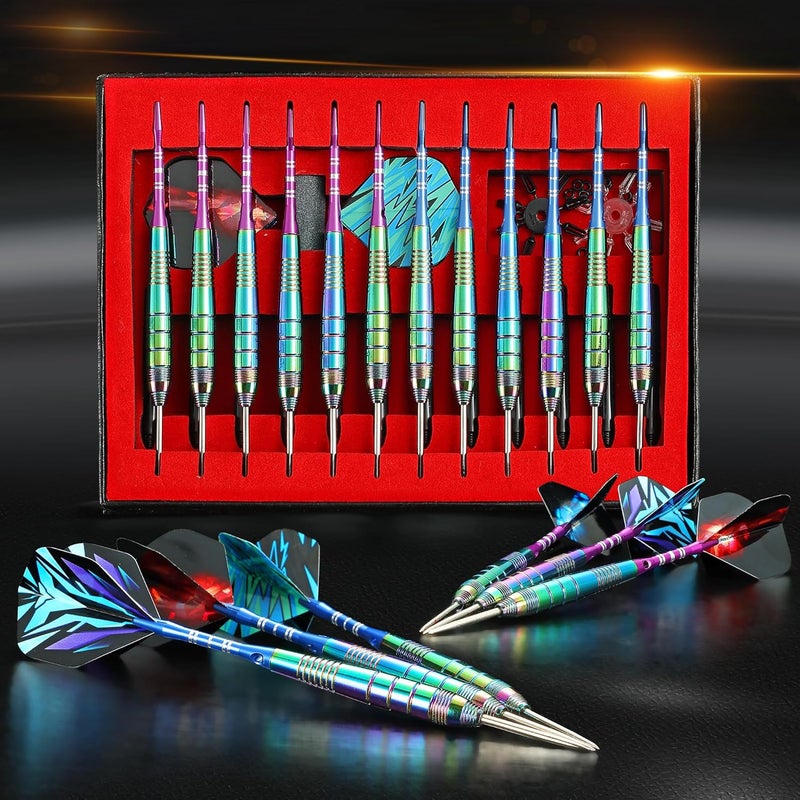 Wsdart ADKX Steel Tip Darts 12 Pack Set with Nonslip Iron Barrel Aluminum Dart Shafts and Flights + Darts Sharpener + an Gift Box - Image 5