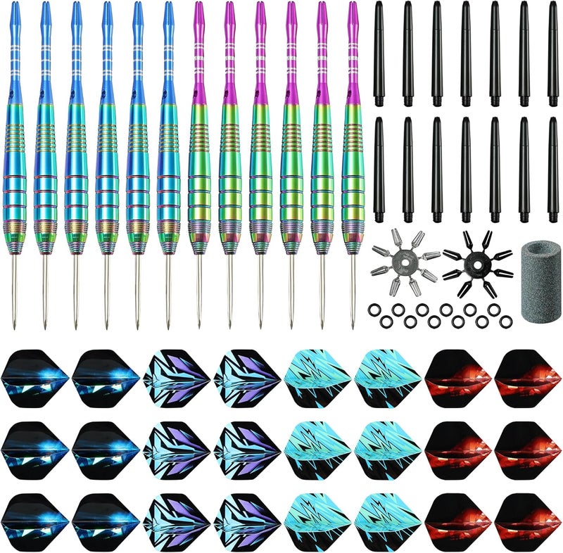 Wsdart ADKX Steel Tip Darts 12 Pack Set with Nonslip Iron Barrel Aluminum Dart Shafts and Flights + Darts Sharpener + an Gift Box - Image 2