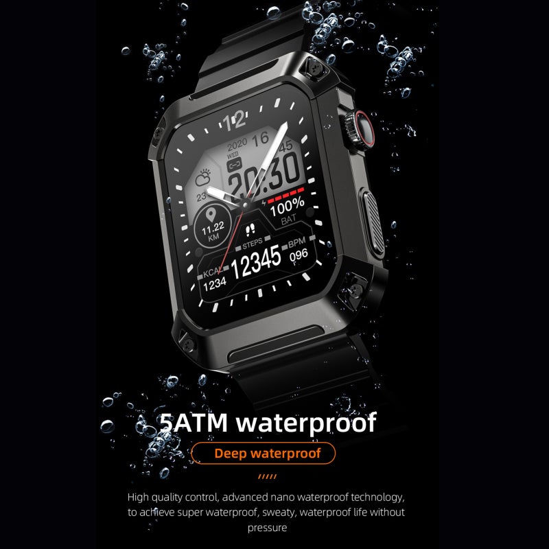 LOKMAT OCEAN 2 PRO Smart Watch 1.83-Inch IPS FullTouch Screen BT Call Fitness Tracker IP68 Waterproof Blood Oxygen/Sleep/Heart Rate/Blood Pressure Monitor Multiple Sports Mode - Image 4