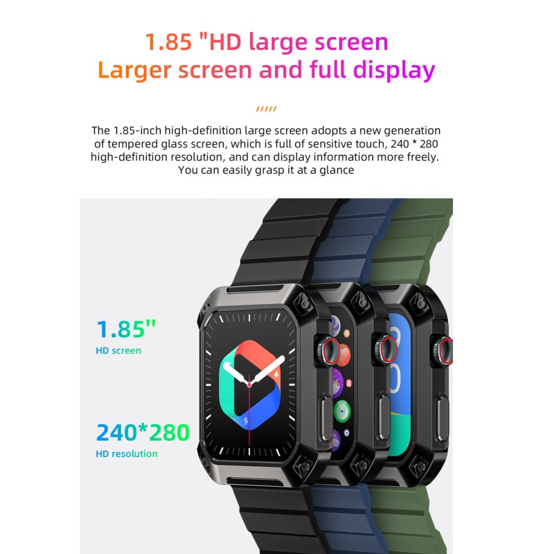 LOKMAT OCEAN 2 PRO Smart Watch 1.83-Inch IPS FullTouch Screen BT Call Fitness Tracker IP68 Waterproof Blood Oxygen/Sleep/Heart Rate/Blood Pressure Monitor Multiple Sports Mode - Image 3