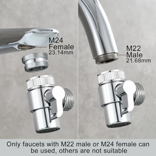 CIENCIA Brass Sink Faucet Diverter Valve to Sink Hose Sprayer,Faucet Splitter for Kitchen,Sink Faucet Replacement Part M22 x M24,SBA021 - Image 4