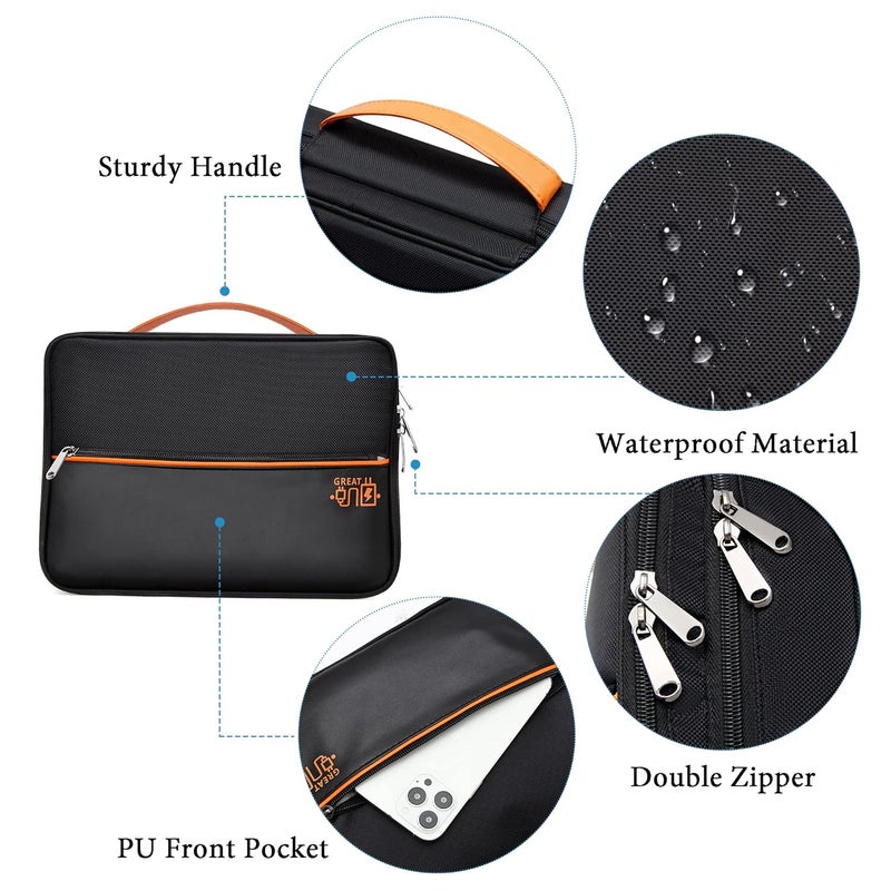 Ambiger Leather Gadget Organizer Travel Cable Accessories Bag Electronics Organizer Portable Storage Case For Cable, Cord, Charger, Adapter, Power Bank, Hard Drives (Black) - Image 3