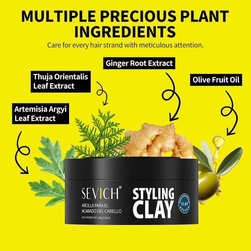 Men's Hair Styling Clay - Matte Powerful Hair Gel, Containing Plant Essence, Persistent Shaping,Fresh and Non Greasy, Easy to Clean, 80g - Image 2