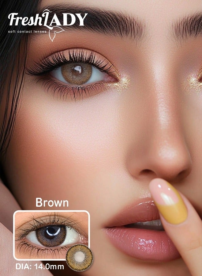 سيدة جديدة عدسات لاصقة ملونة بنية من فريش ليدي للاستخدام السنوي - Image 1