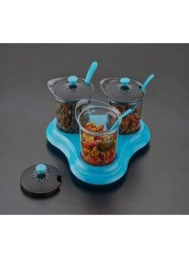 RENARSH3 in 1 Plastic Multipurpose Dining Pickle Storage Jars with Lids and Tray Holder - Image 3