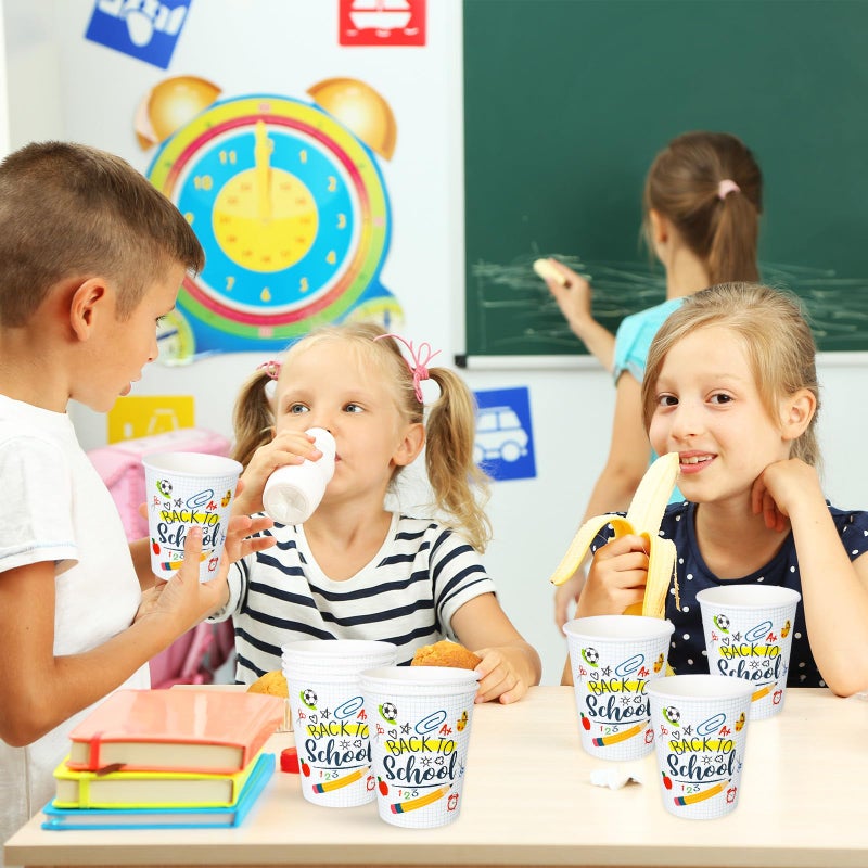 Whaline 50Pcs Back to School Party Paper Cups Funny Cartoon Disposable Cups Bulk First Day of School Party Decorative Cups for Classroom Cold Hot Drinkware Tableware Decor Supplies  9 Oz - Image 4
