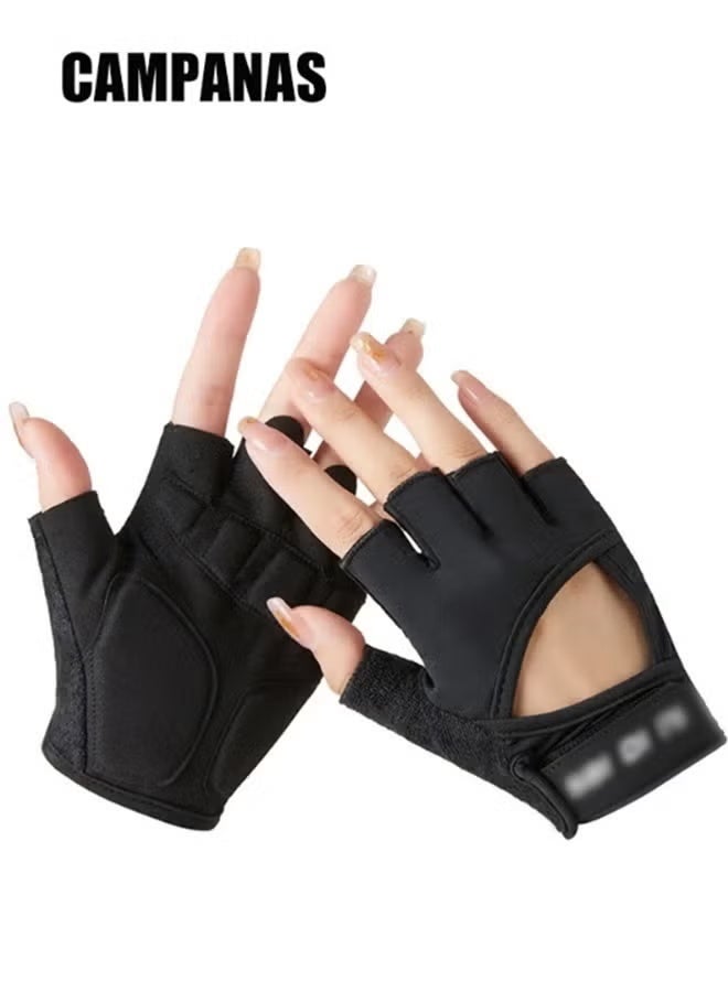 CAMPANAS Gym Hand Gloves with Anti-skid and Wear-resistant, Comfortable Exercise Gloves and Breathable Cycling Gloves, Weight Lifting Gloves, Black M - Image 1