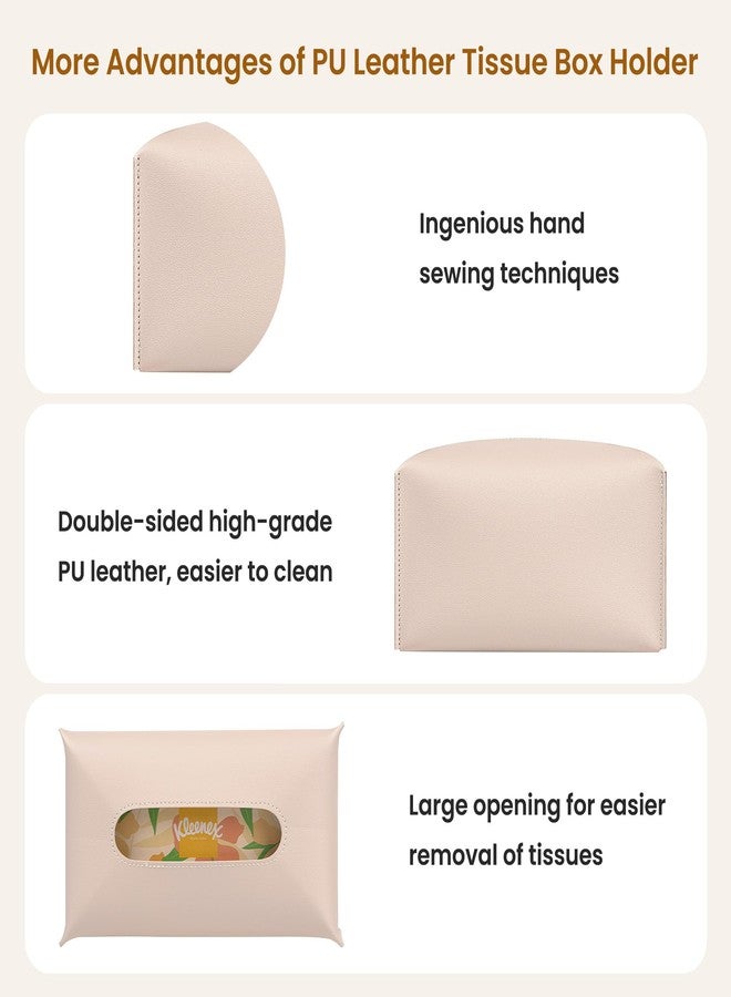 PARIERIS Long Tissue Box Cover, PU Leather Tissue Holder Rectangle, Facial Paper Organizer, Modern Dispenser for Bathroom, Kitchen, Home, Office, Tabletop (1, Apricot Pink, Short) - Image 5