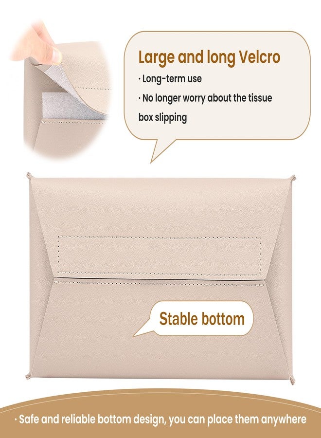 PARIERIS Long Tissue Box Cover, PU Leather Tissue Holder Rectangle, Facial Paper Organizer, Modern Dispenser for Bathroom, Kitchen, Home, Office, Tabletop (1, Apricot Pink, Short) - Image 3