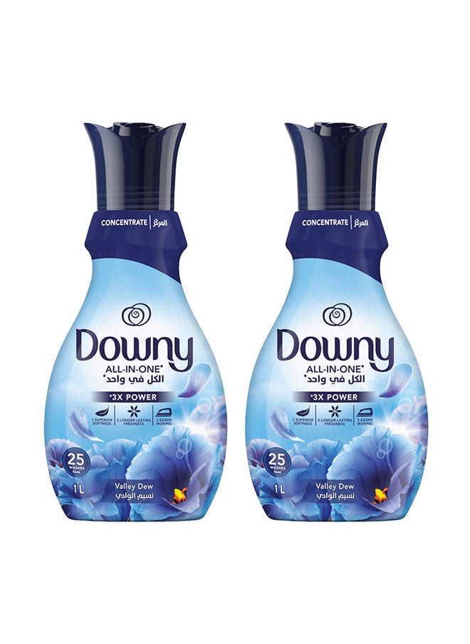 Downy - All-In-One Fabric Softener Concentrate Valley Dew Scent Dual Pack 1Liters - Image 1