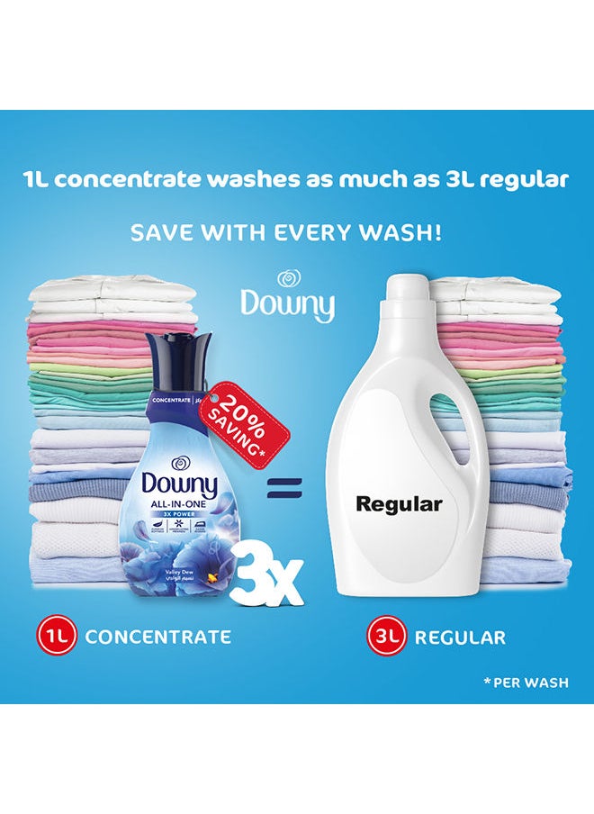 Downy - All-In-One Fabric Softener Concentrate Valley Dew Scent Dual Pack 1Liters - Image 1