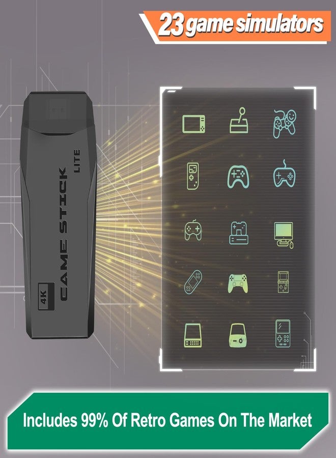 liuwei M8 Retro Game-Stick, Revisit Classic Games with Built-in 9 Emulators, 20,000+ Games, 4K HDMI Output, and 2.4GHz Wireless Controller for TV Plug and Play - Image 3