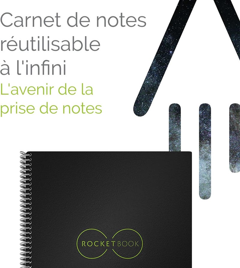 Rocketbook fusion smart reusable notebook - calendar, to-do lists, and note template pages with 1 pilot frixion pen and 1 microfiber cloth included - midnight blue cover, executive size (6" x 8.8") - Image 3