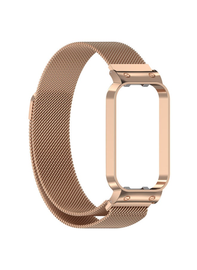 Generic - For XiaomiMi Band8 Active Milano Strap Redmi Redmi Bracelet 2 Metal Steel Strap-Color:Rose Gold (milanese Strap) - Image 1