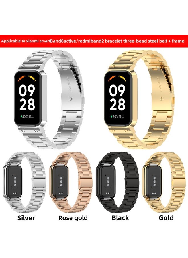 Generic - For XiaomiMi Band8 Active Milano Strap Redmi Redmi Bracelet 2 Metal Steel Strap-Color:Rose Gold (milanese Strap) - Image 1