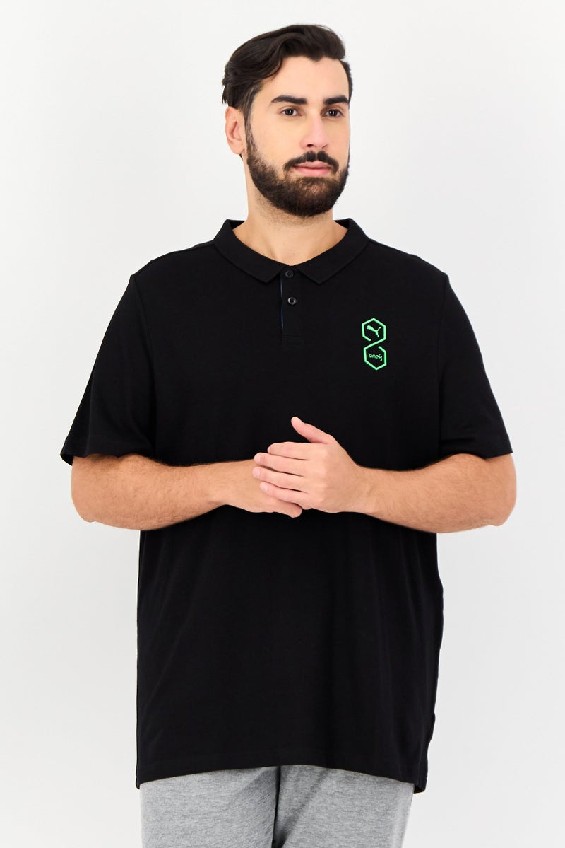 PUMA قميص بولو خارجي بأكمام قصيرة بتصميم نحيف للرجال من بومة x One8، أسود - Image 1