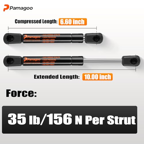PAMAGOO 7835PB 10 inch 35 lbs Gas Struts 10 156 N Gas Shocks Springs for Truck Tool Box Pickup Lid RV Overhead Cabinet Door Toy Box Cover Boat Compartment Replacement Parts Lift Support2 Pack - Image 3
