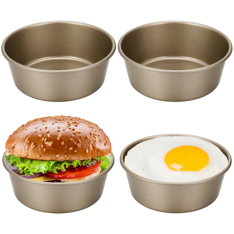 Zuimei 4Pcs Air Fryer Egg Moulds 4 Ramekins for Air Fryer Mini Round Baking Tray Food Grade Carbon Steel Air Fryer for Fried Egg Muffin Sandwiches Breakfast Household Kitchen Cooking Tool