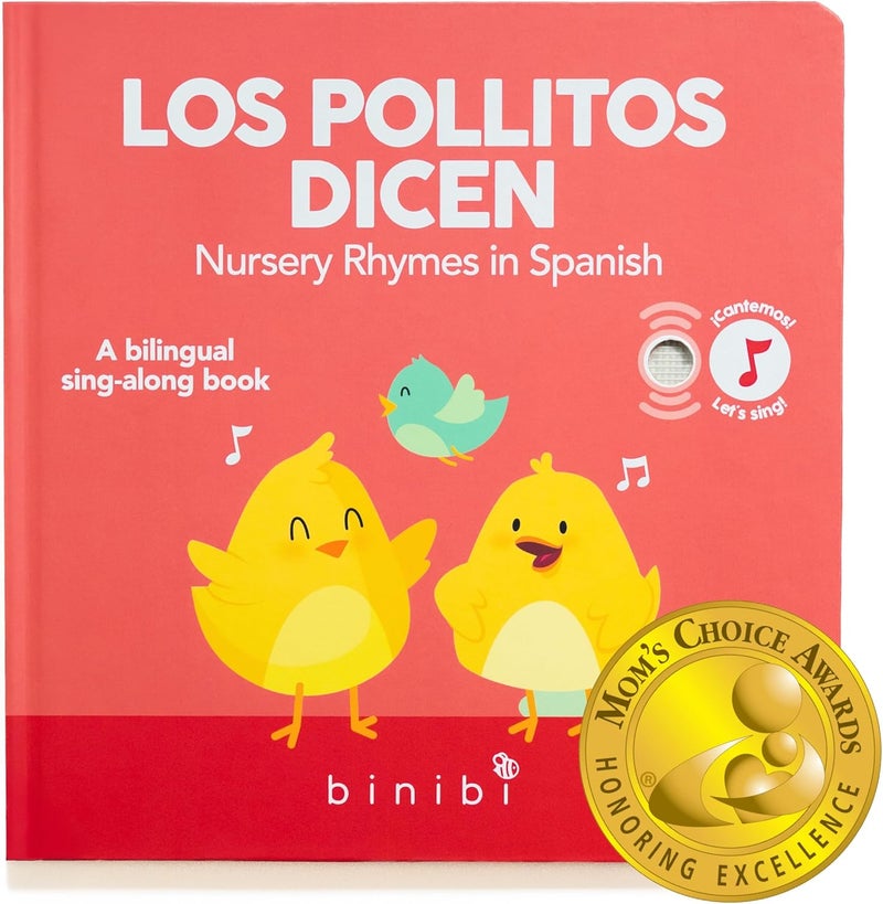 Binibi Store Spanish Musical Book for Babies & Toddlers 1-3 Los Pollitos Dicen & Other Nursery Rhymes | Spanish Learning for Kids | Bilingual Children's Book | Libro en español para bebés - Image 1