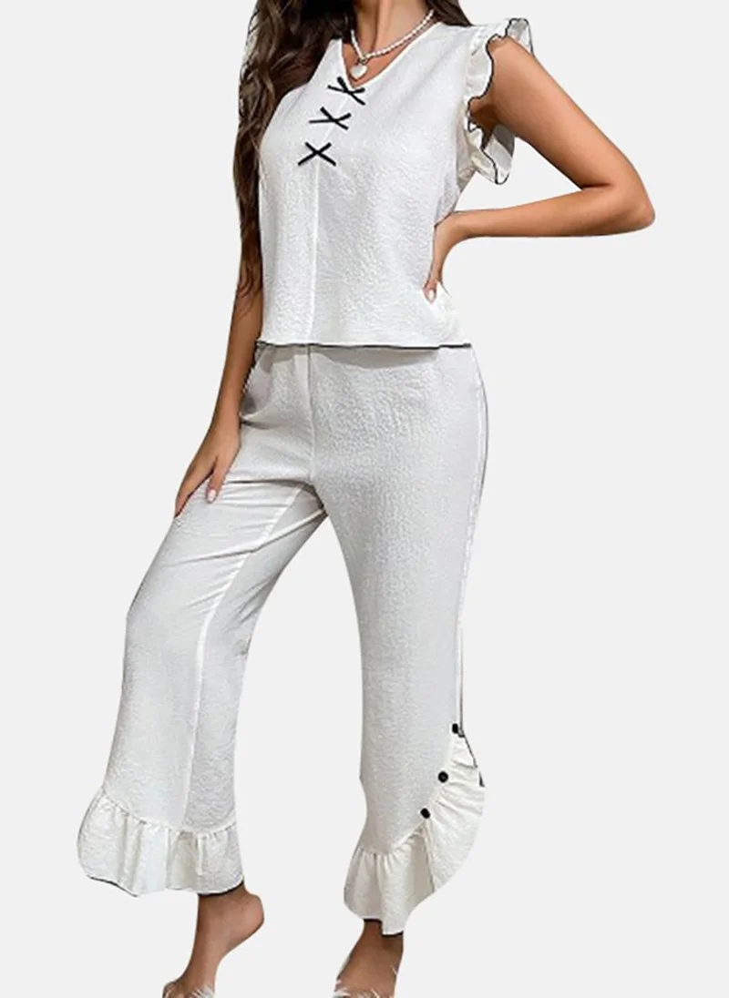 يونيكي White Solid Pyjamas & Top