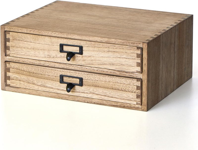 KIRIGEN Drak Wooden Office Storage Drawers Shallow Type - Desktop Filing Organization for Machine Printer Stand (BR, 2-Layer&2 Drawers) - Image 1