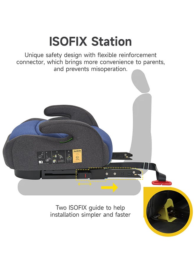 جوفيكيدز Jovikids Ohho I-Size Booster Seat for Car with ISOFIX, 125-150cm (Group 2/3, 6-12 Years), Portable Car Seats for Kids, Comfortable, Compact, Great for Travel, ECE R129, Blue - Image 5