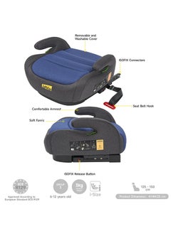 Jovikids Portable Car Ohho I-Size Booster Seat With ISOFIX, 125 - 150 CM (Group 2/3, 6-12 Years), ECE R129, Blue  - Image 3