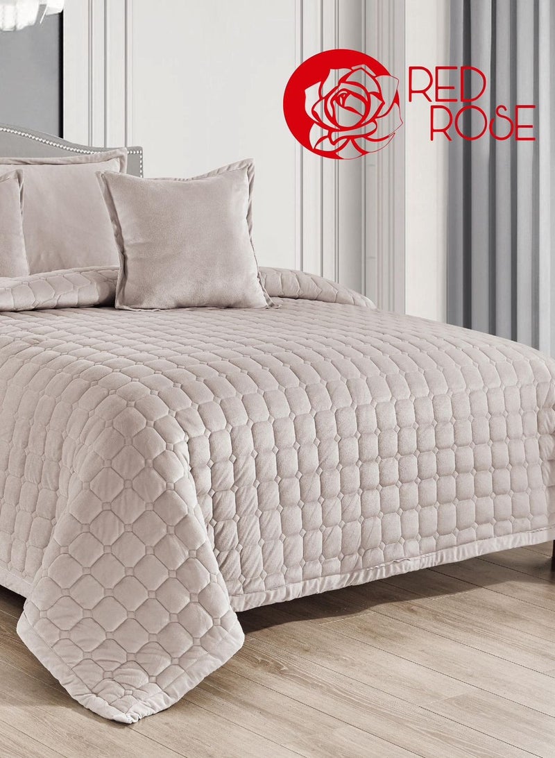 ريد روز طقم لحاف مفرش سرير نفرين مخمل ناعم مضغوط نظام 6 قطع مضغوط مقاس 240x220 - Image 2