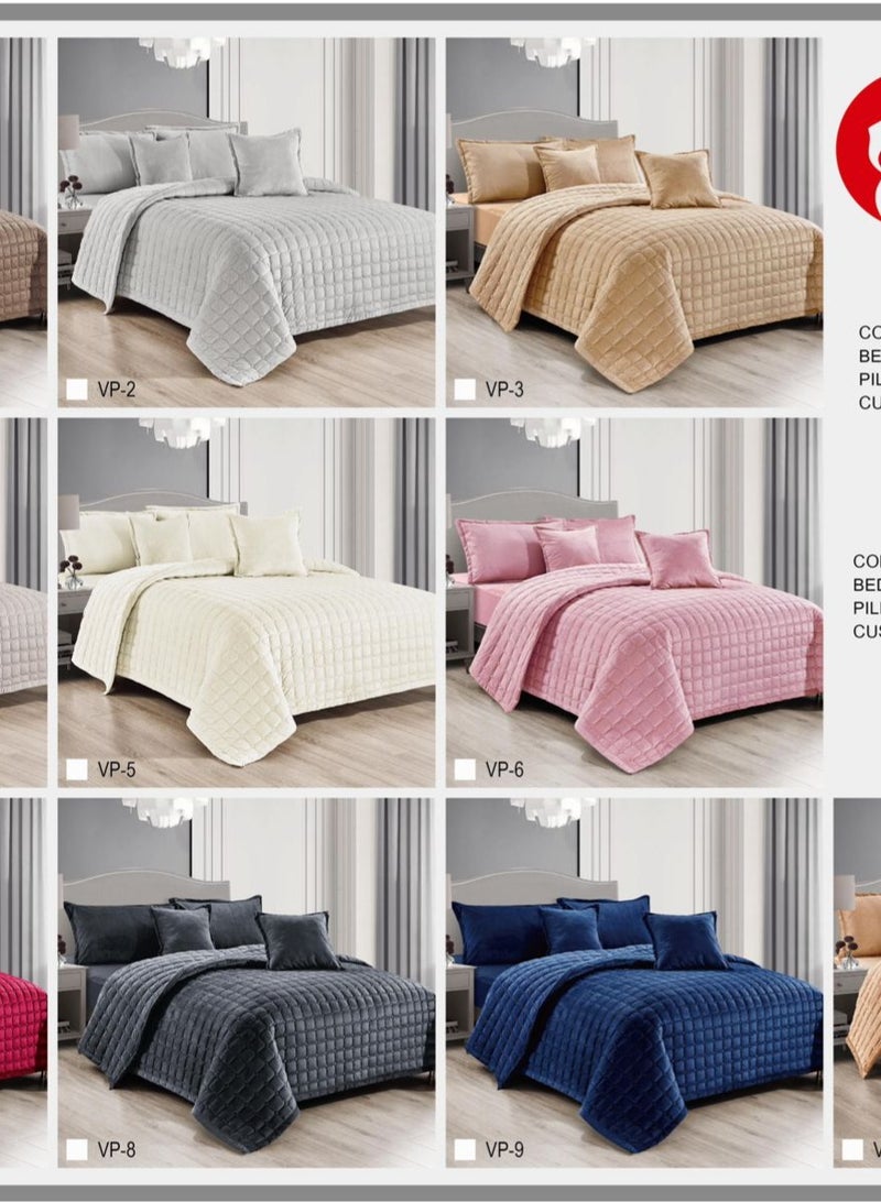 ريد روز طقم لحاف مفرش سرير نفرين مخمل ناعم مضغوط نظام 6 قطع مضغوط مقاس 240x220 - Image 4