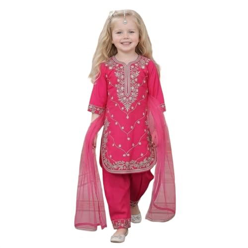 A.T.U.N. (ALL THINGS UBER NICE) Elegant Embroidered Heavy Thread Work 3 Piece Salwar Suit Set with Dupatta for Girls | Traditional Festive Ethnic Wear Party Outfit - Image 1