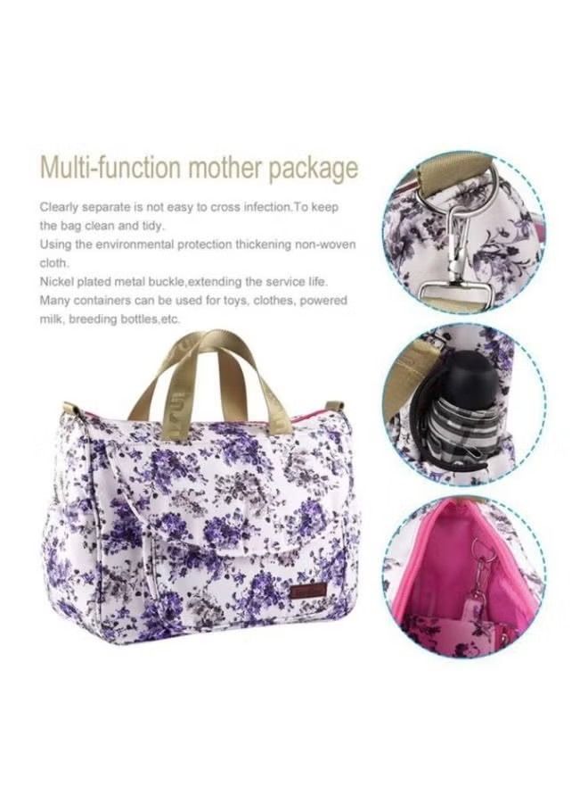 Goolsky Goolsky Multifunctional Floral Print Travel Nappy Bag Simple Shape With Bottle Bag And Shoulder Strap - Image 4