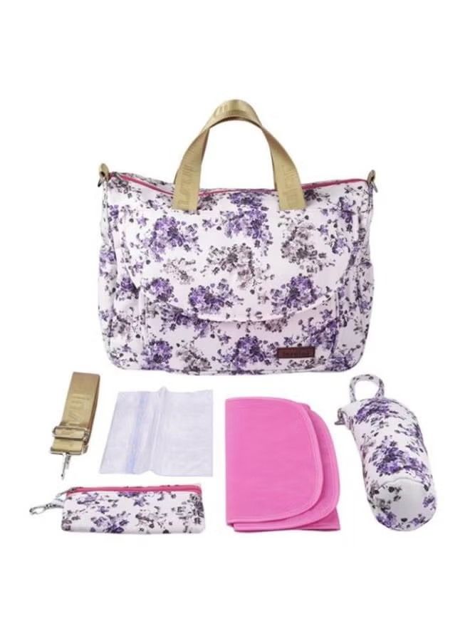 Goolsky Goolsky Multifunctional Floral Print Travel Nappy Bag Simple Shape With Bottle Bag And Shoulder Strap - Image 2