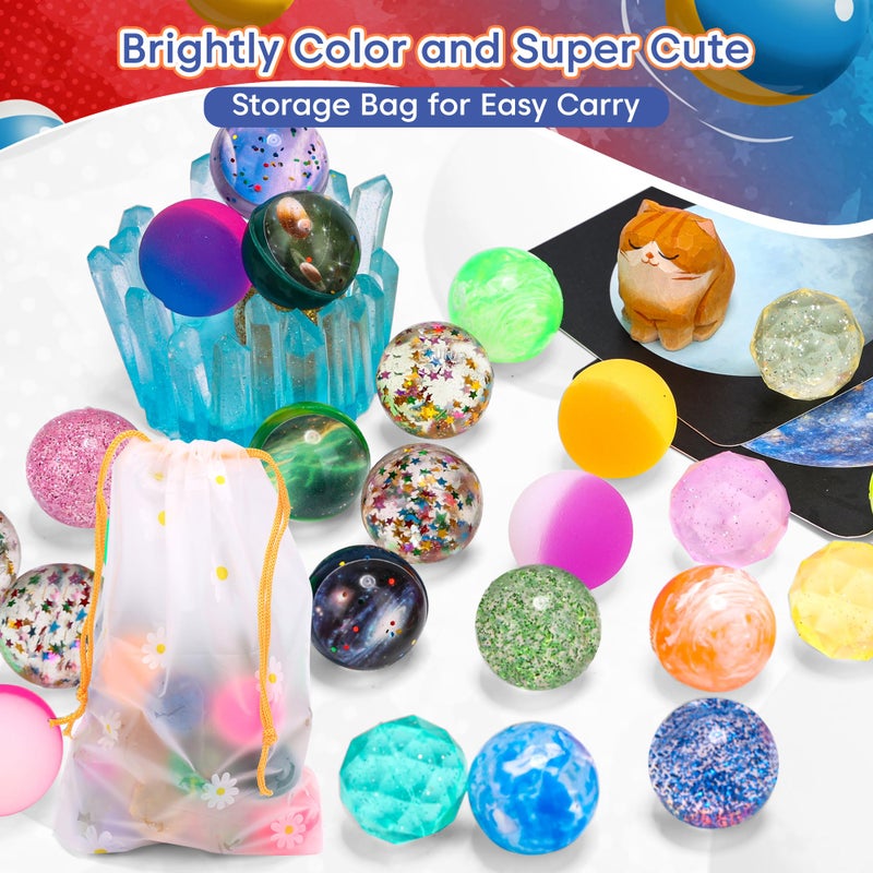 Pllieay 30 Pieces Bouncy Balls For Kids  32Mm Bouncy Ball Bulk Assorted Rubber Balls With Storage Bag For Party Favors  Birthday Gift And Class Prizes (6 Styles) - Image 5