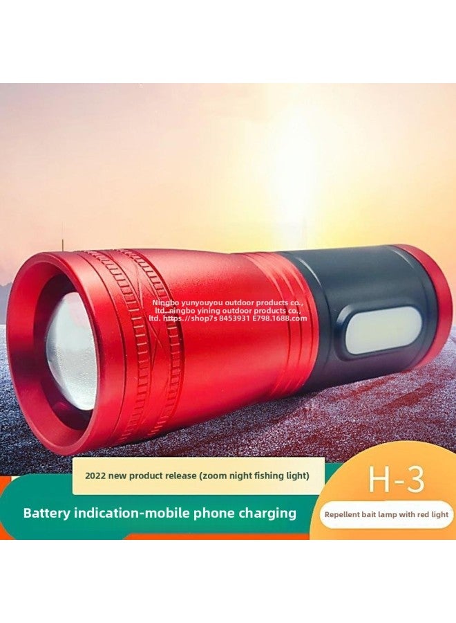 Strong Light Outdoor Fishing Flashlight With Side Light Night Fishing Laser Cannon High Power Four Light Source Wild Fishing Equipment-Color:Fishing Light Single Light (two Light Sources)  - Image 1