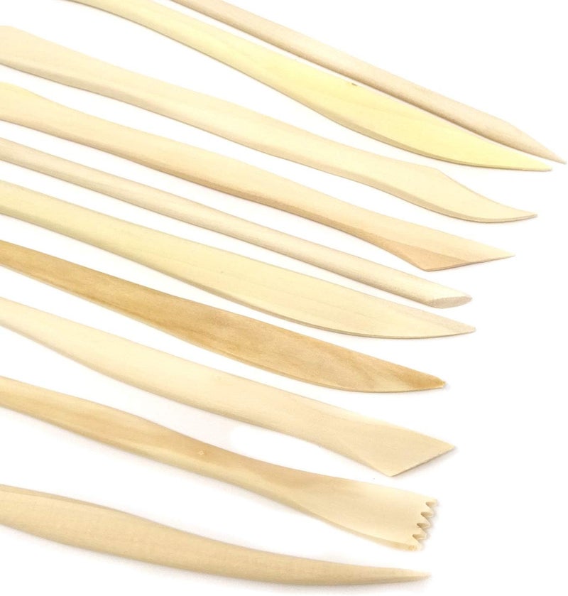 HONBAY 10-Piece Double Ended Wooden Mini Modeling Tools Clay Sculpture Tools for Cutting, Carving and Smoothing - Image 3