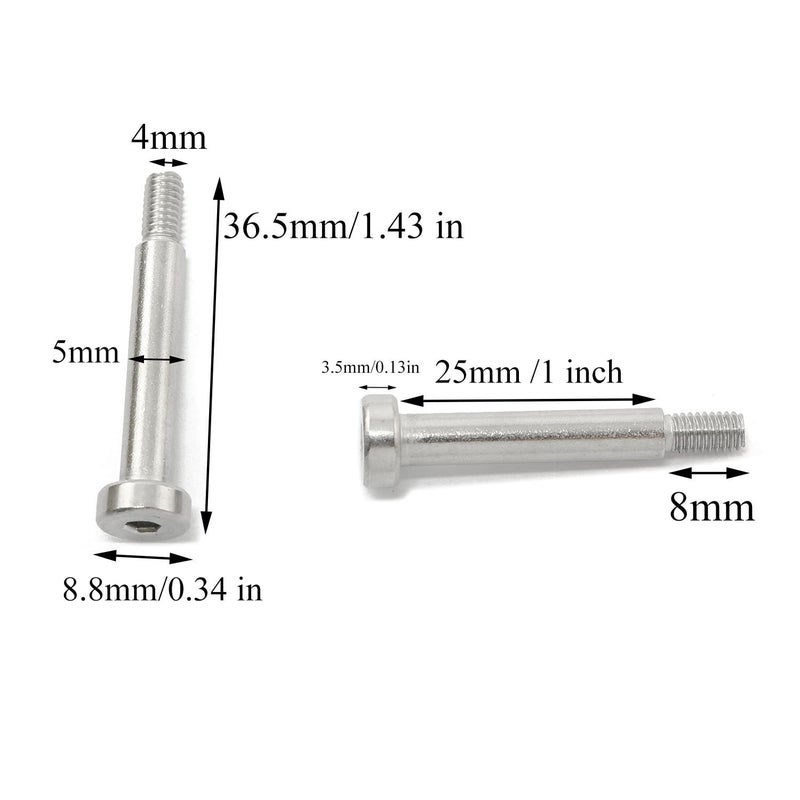 Pro Bamboo Kitchen 4pcs 304 Stainless Steel Hex Socket Shoulder Bolt M4 Thread 5mm Shoulder Dia 25mm Shoulder Length for Textile, Hydraulic, Injection Molding and Machinery Industries - Image 2
