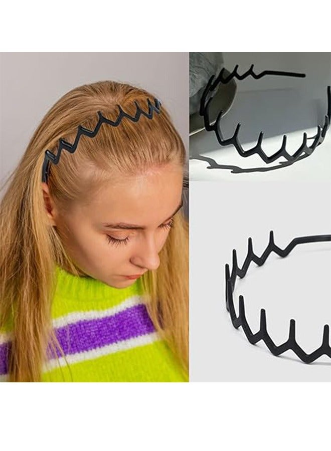 Generic 8pcs Fashion Non-Slip Plastic Headbands With Tooth Combs Black Skinny Headband Hair Accessories For Women Men Teens Girls Classic Black Bright  - Image 5