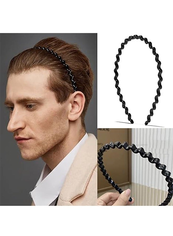 Generic 8pcs Fashion Non-Slip Plastic Headbands With Tooth Combs Black Skinny Headband Hair Accessories For Women Men Teens Girls Classic Black Bright  - Image 4